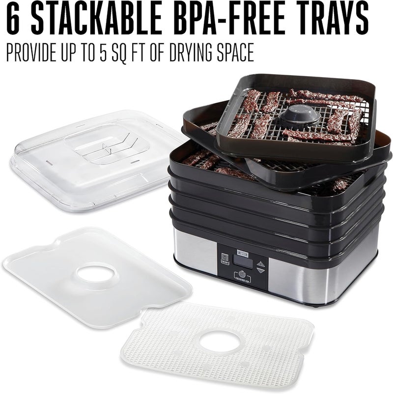 Weston fooddehydrator machine for Jerky Fruit Meat Herbs Vegetables with Digital Temperature Control 100160F 6 Stackable Trays 74 sq ft Black 750401W - Image 3