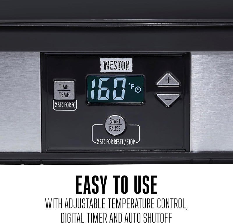 Weston fooddehydrator machine for Jerky Fruit Meat Herbs Vegetables with Digital Temperature Control 100160F 6 Stackable Trays 74 sq ft Black 750401W - Image 4