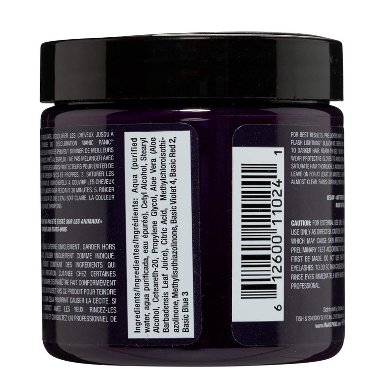 Manic Panic مانيك بانك كلاسيك بنفسجي ضبابي لون شعر شبه دائم - صبغة شعر بنفسجي داكن دافئ للنساء والرجال تدوم 4-6 أسابيع - نباتية، خالية من الأمونيا وغير مختبرة على الحيوانات - إنشاء ومزج درجات مخصصة (4 أونصات) - Image 2