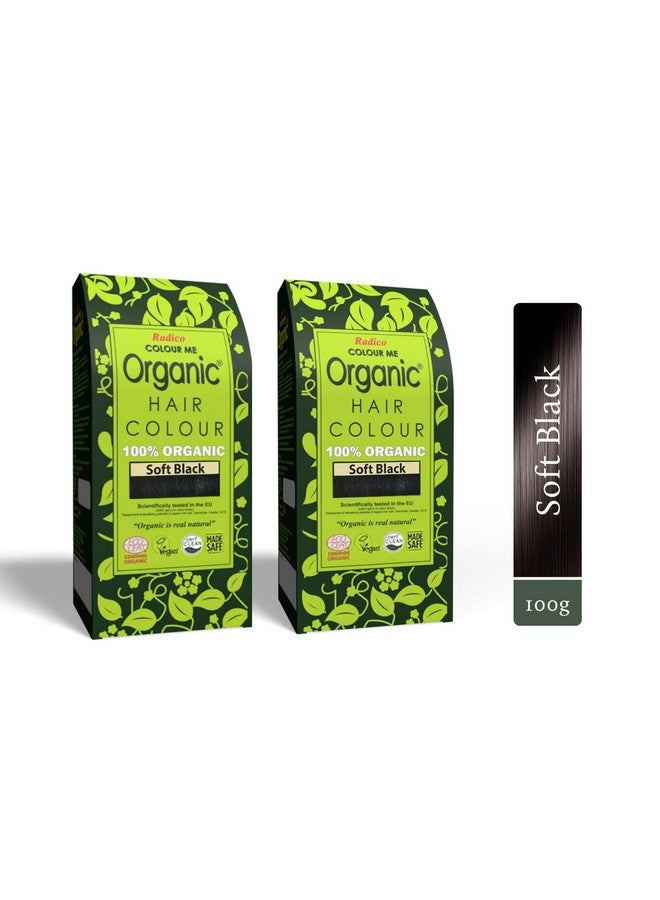 Radico Colour Me Organic Soft Black Hair Colour; 100% Organic made with natural herbs, Skin Allergy Safe, No Ammonia, No Parabens & No Chemicals, Globally Certified (Pack of 2) - Image 1