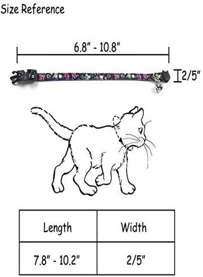 CHUKCHI 4 Pcs Cat Collars Safety Quick Release with Bell-Adjustable Cat Collar with Small Floral Colorful Patterned Soft Strong Nylon Strip for Cat, Pup, Kitty - Image 5
