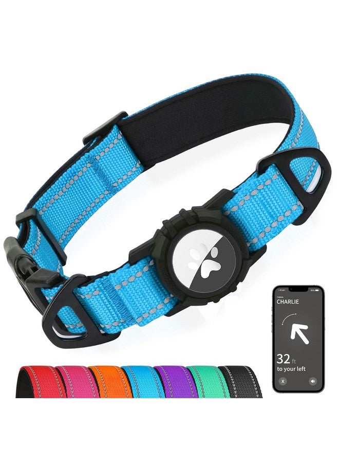 Joytale Joytale Airtag Dog Collar, Dual D-Rings, Reflective Pet Collar with Waterproof AirTag Holder, Soft Padded Adjustable for Extra Large Dogs, SkyBlue, XL  - Image 1
