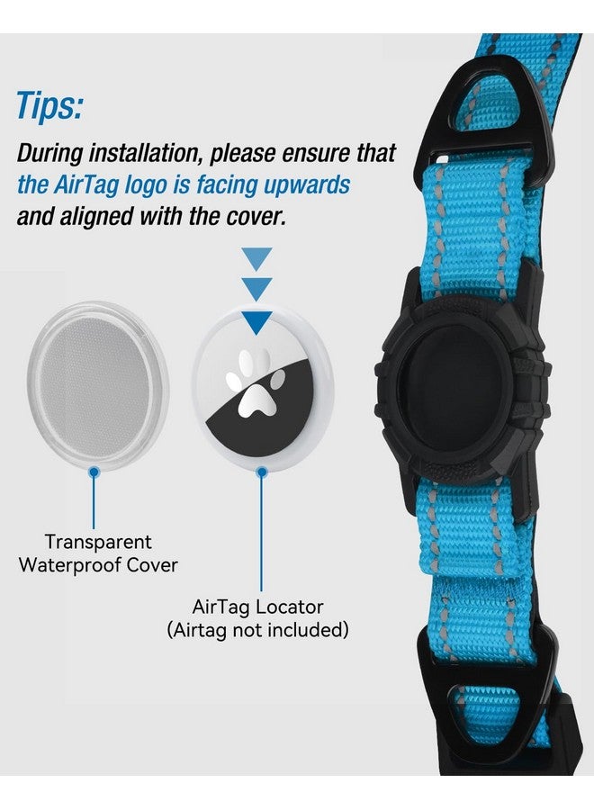 Joytale Joytale Airtag Dog Collar, Dual D-Rings, Reflective Pet Collar with Waterproof AirTag Holder, Soft Padded Adjustable for Extra Large Dogs, SkyBlue, XL  - Image 3