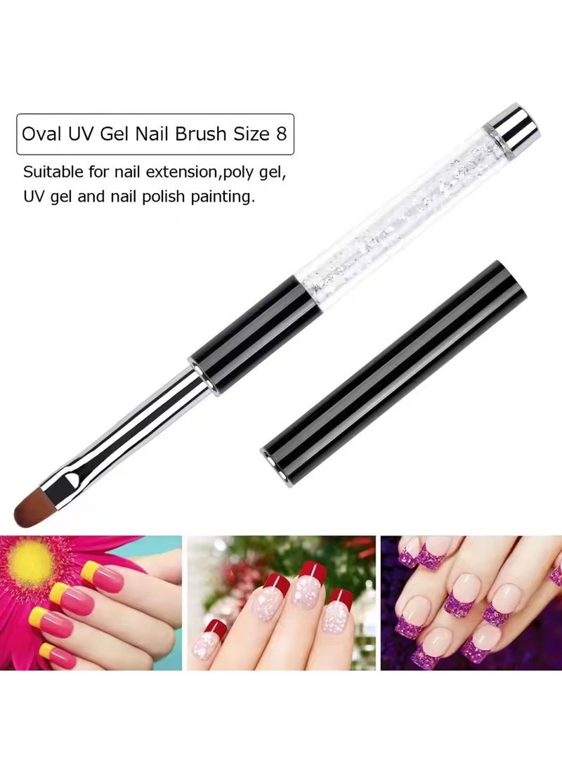 Goolsky Oval & Flat UV Gel Nail Brush Rhinestone Handle Professional Nail Art Design Brushes - Image 4