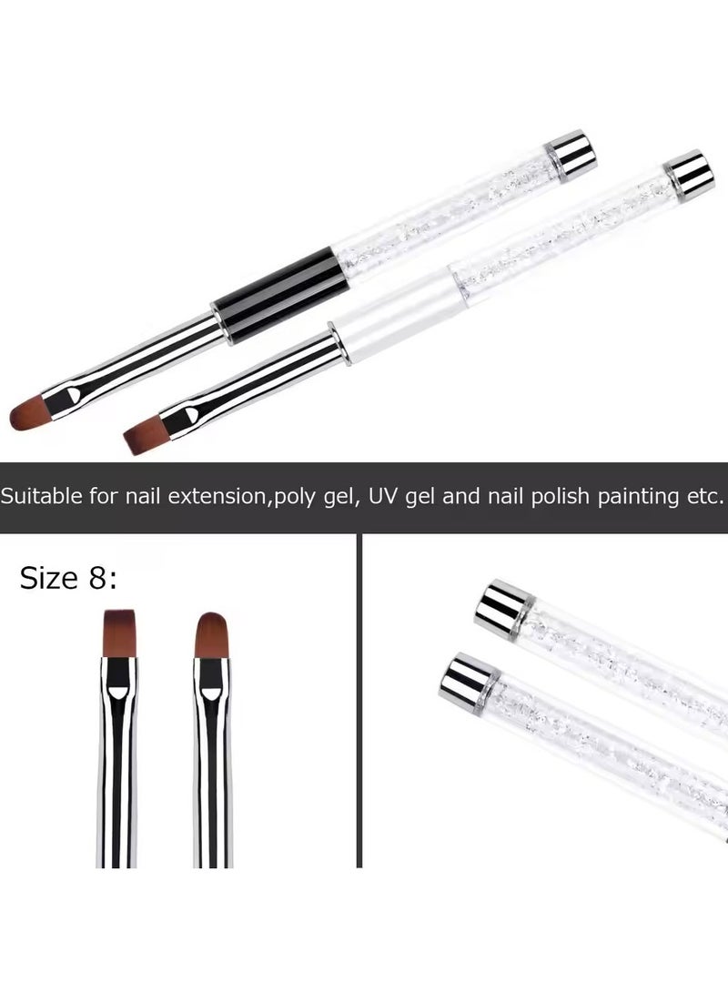 Goolsky Oval & Flat UV Gel Nail Brush Rhinestone Handle Professional Nail Art Design Brushes - Image 5