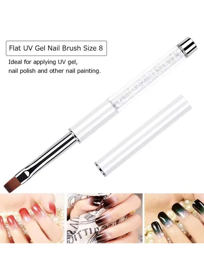 Goolsky Oval & Flat UV Gel Nail Brush Rhinestone Handle Professional Nail Art Design Brushes - Image 3