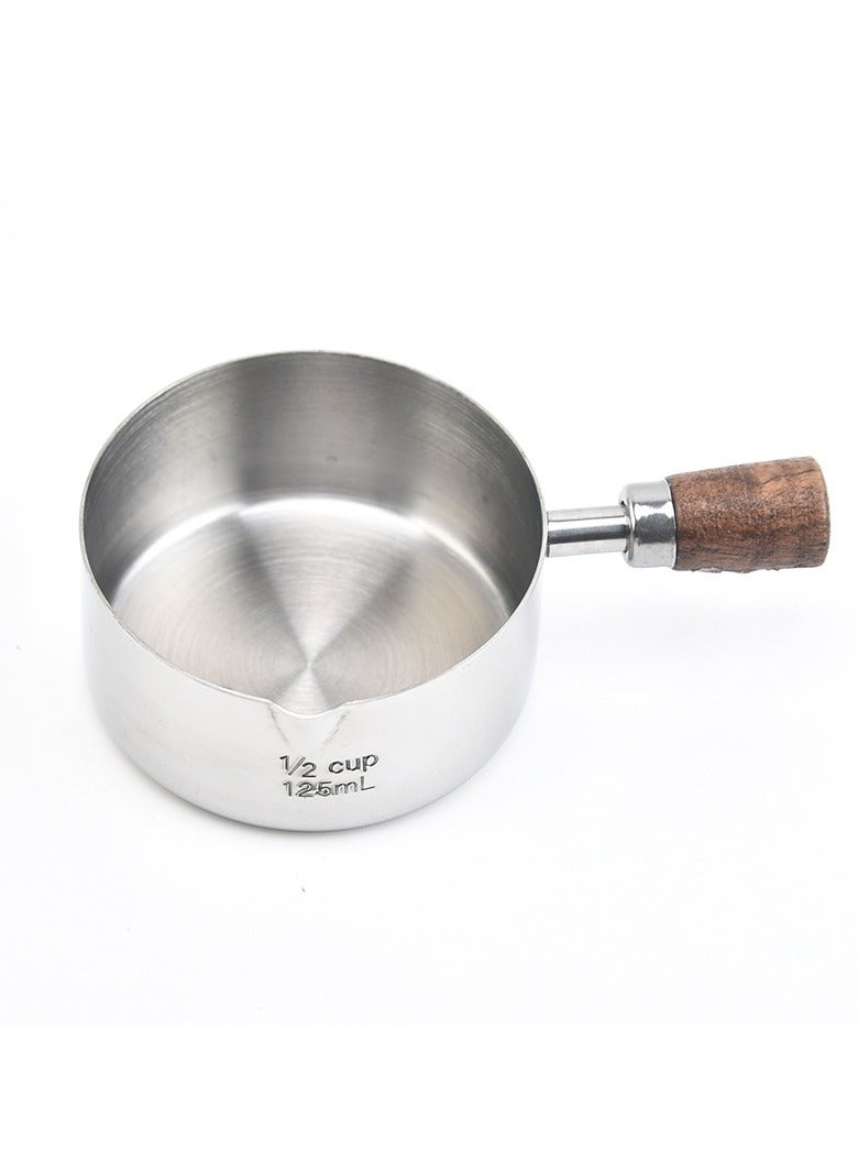 Short Handle Measuring Cup Measuring Spoon Set for Roasting Tools Coffee Beans Stainless Steel with Graduated Measuring Cup Set of Four  - Image 2