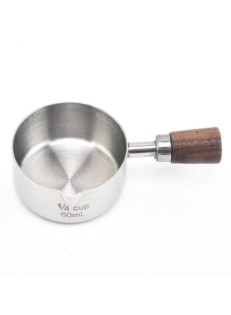Short Handle Measuring Cup Measuring Spoon Set for Roasting Tools Coffee Beans Stainless Steel with Graduated Measuring Cup Set of Four  - Image 4