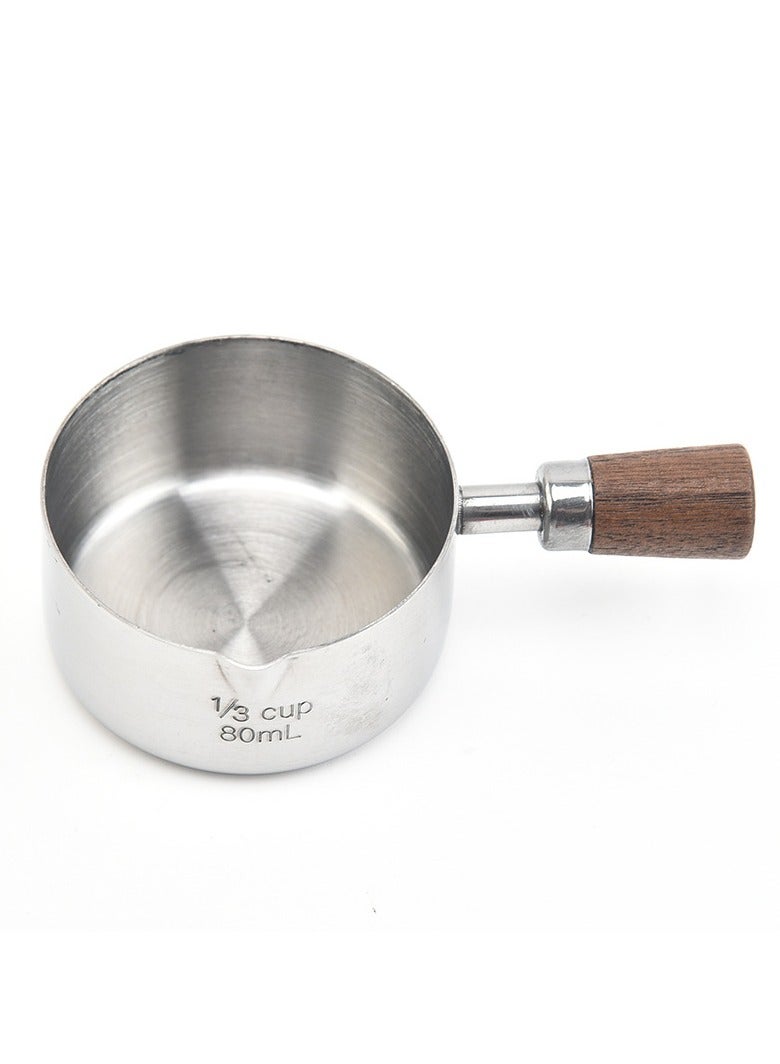 Short Handle Measuring Cup Measuring Spoon Set for Roasting Tools Coffee Beans Stainless Steel with Graduated Measuring Cup Set of Four  - Image 3