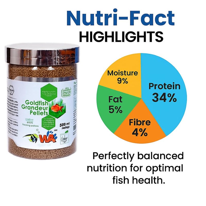 VAYINATO طعام سمك WA Goldfish Grandeur العائم، 200 جرام (500 مل) | طعام لجميع الأسماك آكلة اللحوم - Image 5