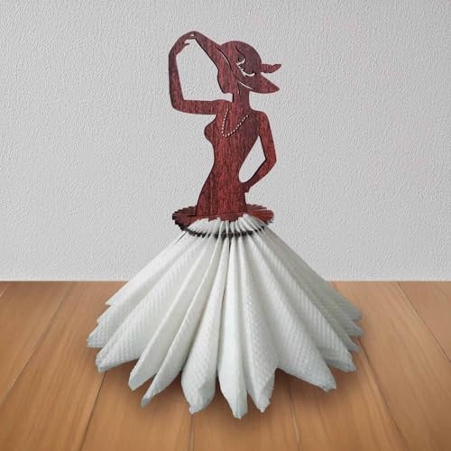 Gachwala Tissue Holder – Lady-Shaped Wooden Napkin Stand for Dining Table, Kitchen & Office | Artistic Tissue Paper Holder for Tabletop Décor - Image 1