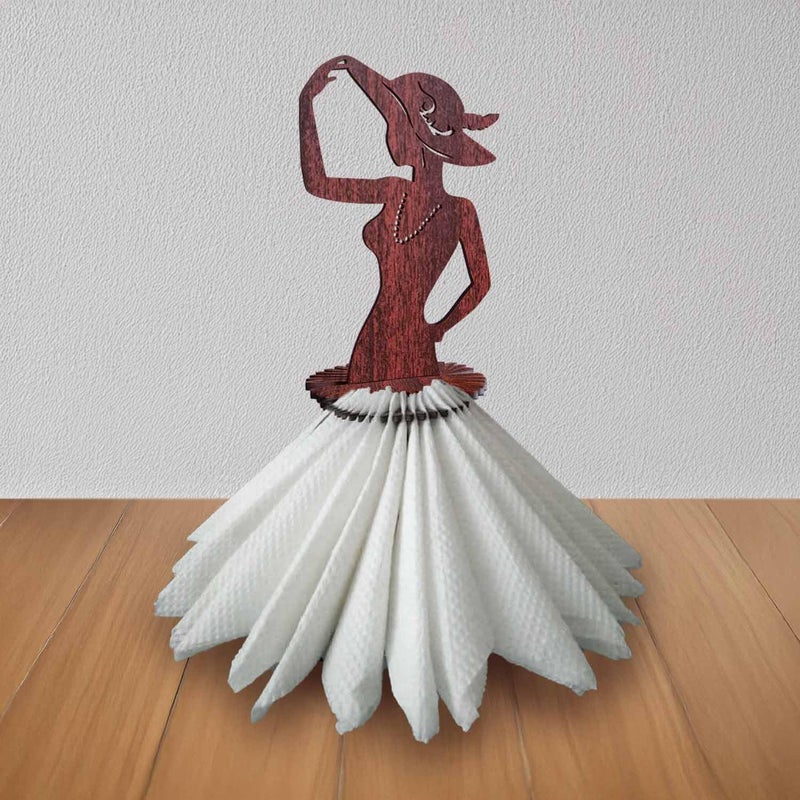 Gachwala Tissue Holder – Lady-Shaped Wooden Napkin Stand for Dining Table, Kitchen & Office | Artistic Tissue Paper Holder for Tabletop Décor - Image 5