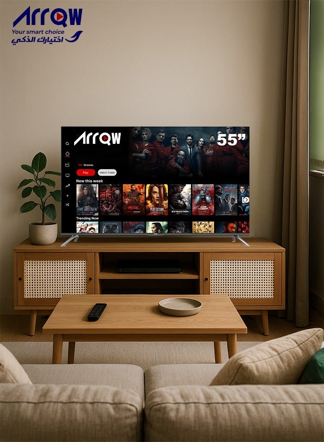 ARRQW 50-Inch 4K Ultra HD Smart Android LED TV-Frame Less Design, Mirror Cast And E-Share, HDMI\USB\ Wi-Fi Input, Netflix, YouTube, Disney RO-50LCS-11 - Image 4