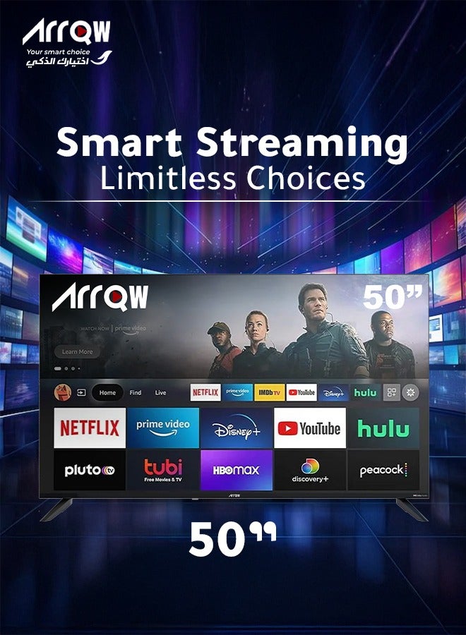 ARRQW 50-Inch 4K Ultra HD Smart Android LED TV-Frame Less Design, Mirror Cast And E-Share, HDMI\USB\ Wi-Fi Input, Netflix, YouTube, Disney RO-50LCS-11 - Image 3