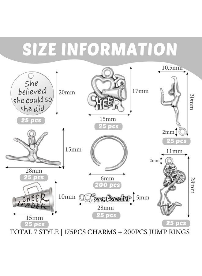 Yinkin 175 Pcs Cheerleader Charms Pendants Gymnastics Charm Sports Charm With 200 Pcs Jump Rings For Crafting Jewelry Findings Making Accessory For Diy Necklace Bracelet - Image 2