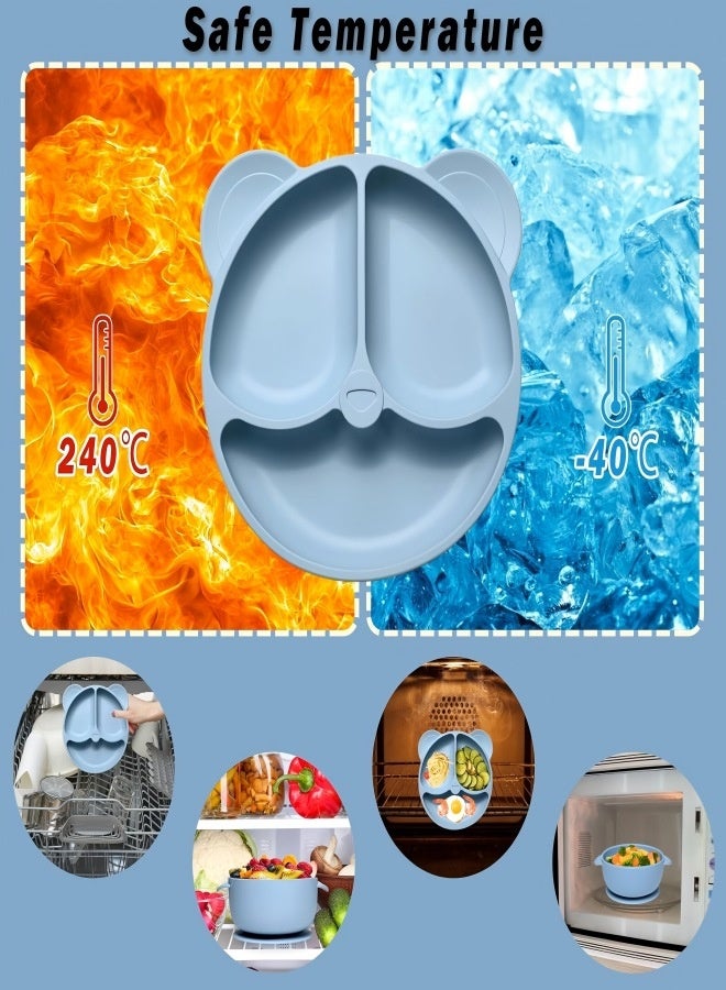 iMissiu Silicone Baby Feeding Set, 11 Piece Baby Led Weaning Supplies, Baby Toddler Bib Cup Divided Plate and Bowl Self Feeding Spoons Dish Set, Baby Eating Utensils, Toddler Feeding Supplies - Image 5