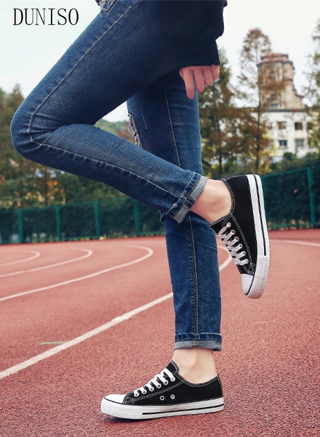 DUNISO Women's Play Fashion Sneakers Lace Up Canvas Sneaker Breathable Flat Bottom Shoes for Women Classic Student Sneakers Board Shoes for Outdoor Walking Running - Image 4