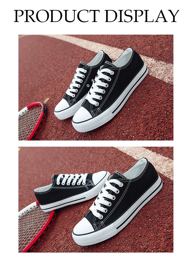 DUNISO Women's Play Fashion Sneakers Lace Up Canvas Sneaker Breathable Flat Bottom Shoes for Women Classic Student Sneakers Board Shoes for Outdoor Walking Running - Image 2