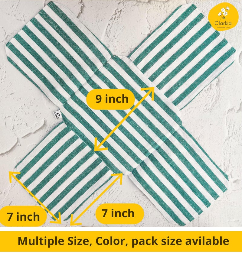 Clarkia Set of 2 Cotton Double Layer Roti Clothes Wrap with Flaps Muslin Cloth for chapati for hot case Kitchen Chapati Cloth wrap roti Cloth (2, Green & Blue) - Image 4