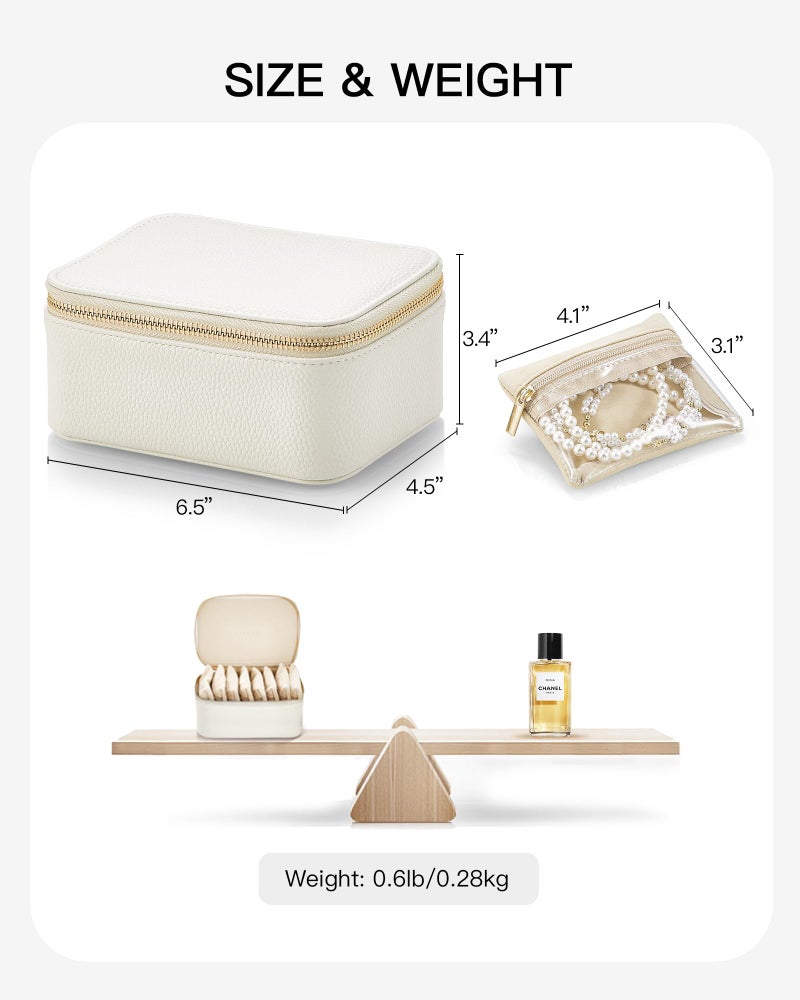 Vlando Gifts for Her,Travel Jewelry Case with 8 Velvet Jewelry Bags Jewelry Travel Organizer Box for Girls Jewelry Box for Rings Earrings Brides Gifts Birthday Gifts for Women Teen(White) - Image 4