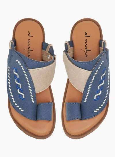 Al Waha Boys Embroidered Slip-On Arabic Sandals with Toe Loop