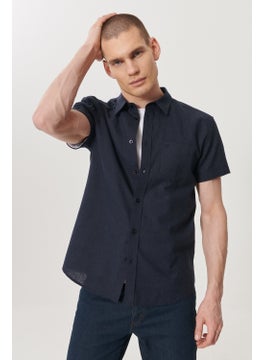 Wrangler Men's Navy Blue Regular Fit Button-Up Collar Short Sleeve Shirt  - Image 2
