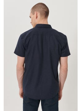 Wrangler Men's Navy Blue Regular Fit Button-Up Collar Short Sleeve Shirt  - Image 4