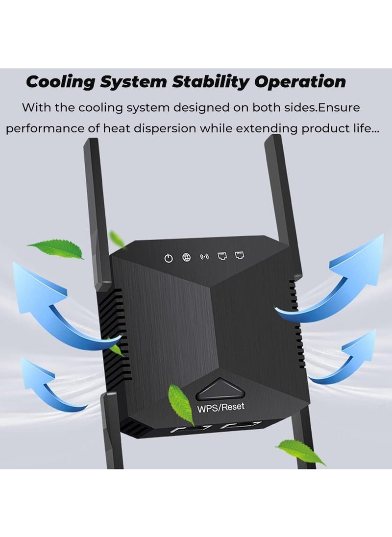 Arabest - WiFi Booster WiFi Extender Booster 1200Mbps WiFi Booster Range Extender 5GHz 2.4GHz with 1 Ethernet Port 4 Antennas Repeater/Router/AP Mode - Image 1