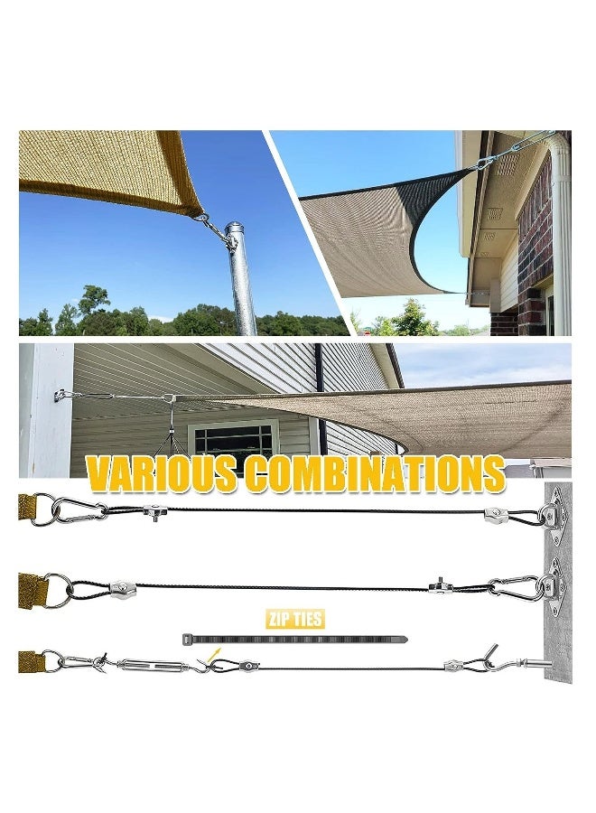 Generic Sun Shade Sail Hardware Kit with 12FT Nylon Coated 304 Stainless Steel Wire Rope Shade Sail Installation Kit Sun Shade Sail Installation Replacement for Outdoor Patio Garden - Image 2