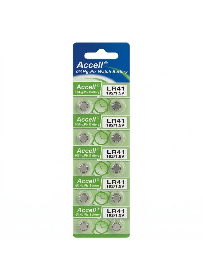 اكسيل بطارية LR41 (AG3) قلوية 1.5 فولت (عبوة 10 قطع) - Accell طويلة الأمد - Image 1