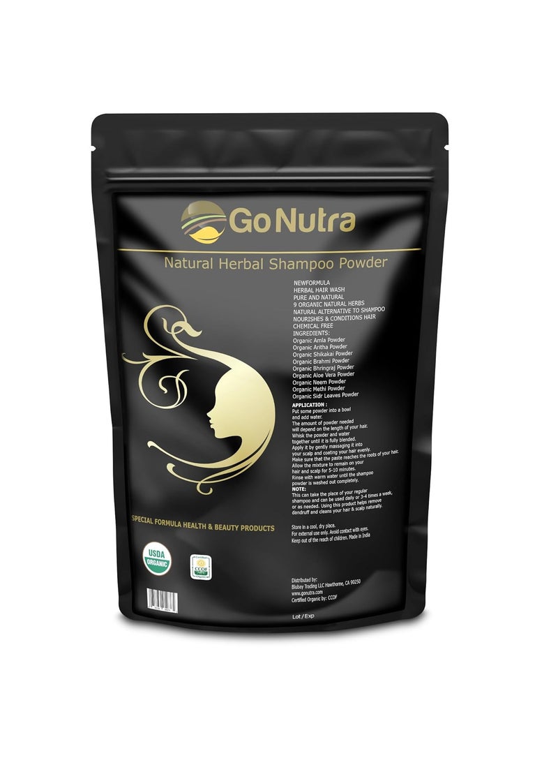 Go Nutra - Ayurveda Hair Treatment Organic Hair Mask Sulfate Free Shampoo Conditioner Powder with Amla Bhringraj Shikakai Aloe Reetha Brahmi Fenugreek Neem Natural Hair Shampoo 8 oz (226 grams) - Image 1