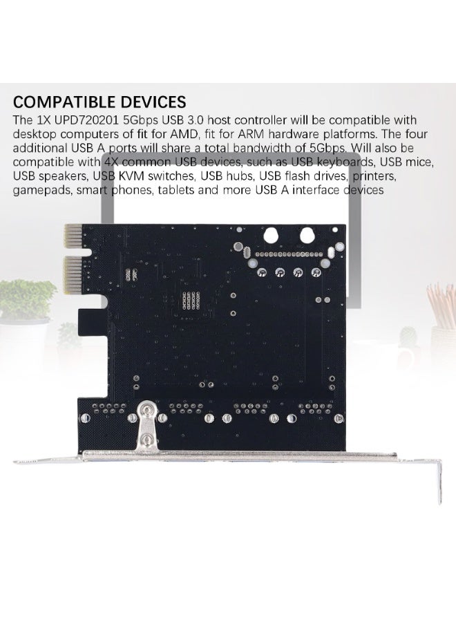 USB 3.0 PCI Express Expansion Card Support for Windows 2000 System 5Gbps 4 Ports Ultra High Speed for Desktop PC - Image 1
