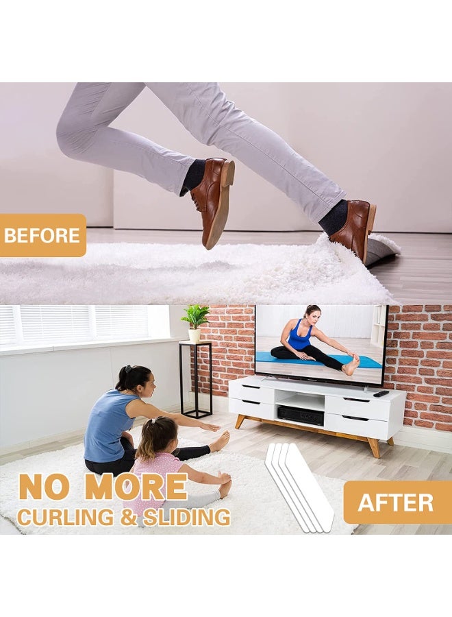 NXT Rug Grippers, 16 pcs Double Sided Washable Removable Anti Curling Corner Carpet Gripper , Non Slip Adhesive Rug Tape for Hardwood Floors and Tile (Pearl White) - Image 3