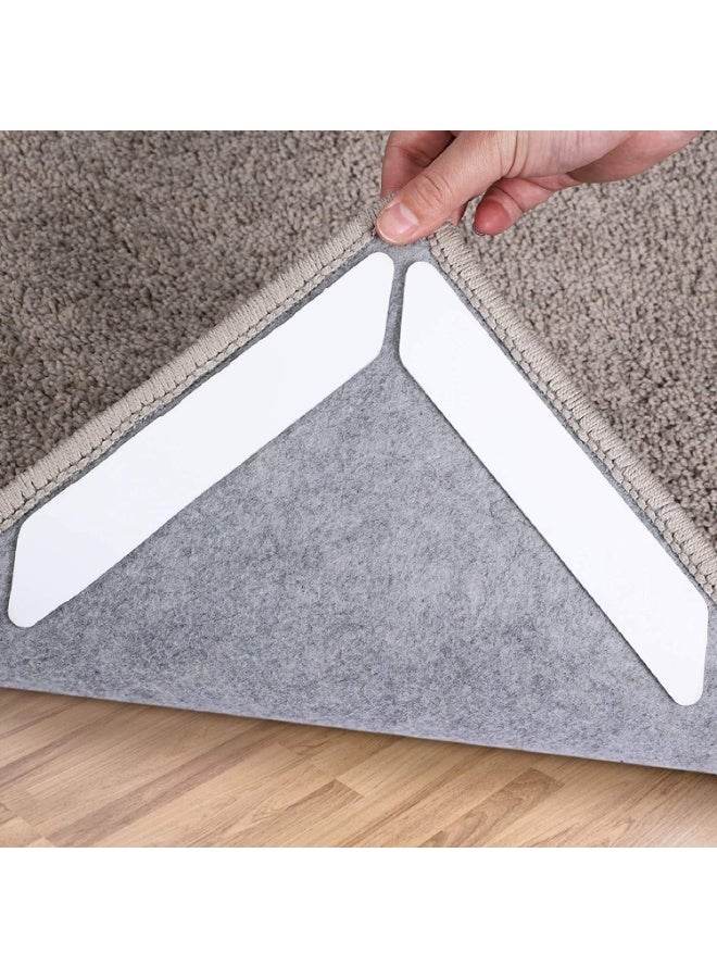 NXT Rug Grippers, 16 pcs Double Sided Washable Removable Anti Curling Corner Carpet Gripper , Non Slip Adhesive Rug Tape for Hardwood Floors and Tile (Pearl White) - Image 1