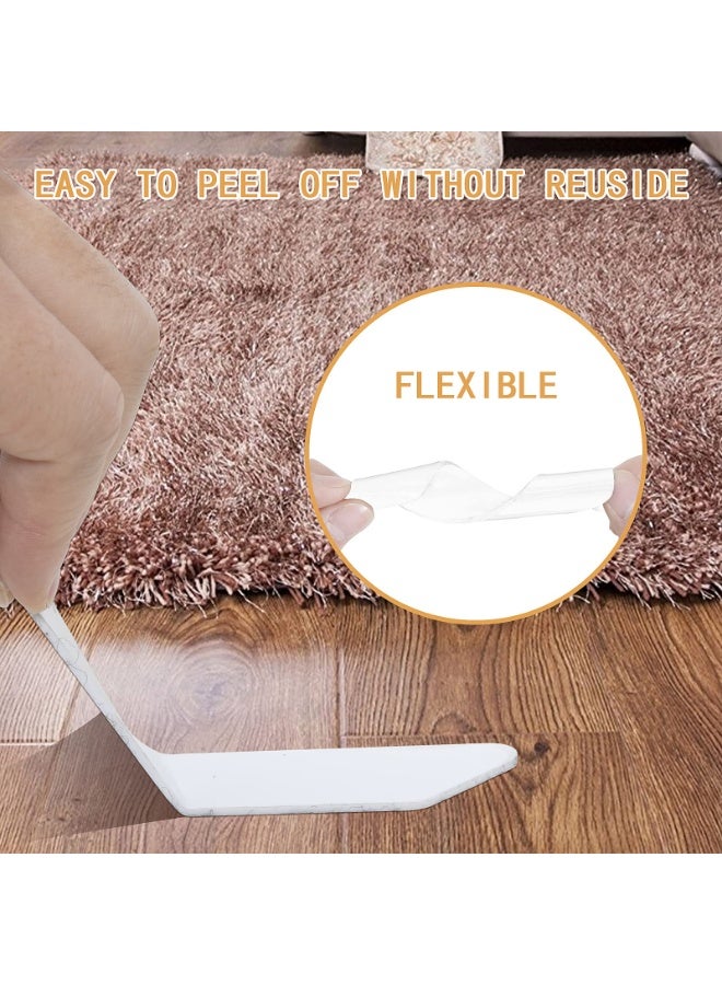 NXT Rug Grippers, 16 pcs Double Sided Washable Removable Anti Curling Corner Carpet Gripper , Non Slip Adhesive Rug Tape for Hardwood Floors and Tile (Pearl White) - Image 5