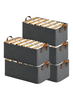 Generic 5Pcs Collapsible Fabric Storage Cubes Organizer With Handles Foldable Storage Baskets For Organizing Toys,Books,Shelves,Closet,Large Storage Box With Handles(Tropical,5),47 X 28 X 20 Cm,Grey  - Image 1