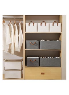 Generic 5Pcs Collapsible Fabric Storage Cubes Organizer With Handles Foldable Storage Baskets For Organizing Toys,Books,Shelves,Closet,Large Storage Box With Handles(Tropical,5),47 X 28 X 20 Cm,Grey  - Image 3