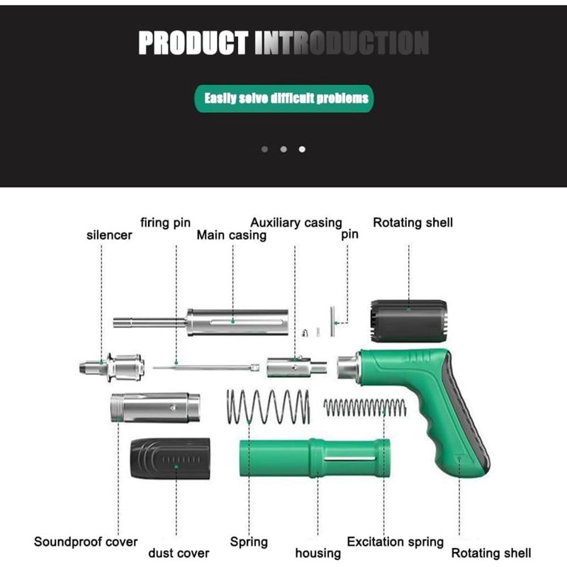 زمزين مسامير معدنية محمولة، أداة تثبيت حائط متعددة الوظائف، آلة مسامير موفرة للعمالة، قوة قابلة للتعديل، غطاء عازل للصوت، زنبرك صناعي، تفريغ تلقائي للخبث - Image 2