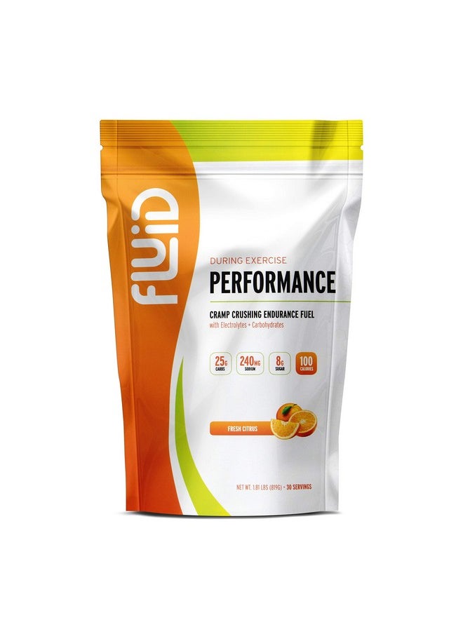 Fluid - Performance - Low Sugar Endurance Fuel Sports Drink Mix With Electrolytes, All Natural Ingredients, Gluten-Free For Before Or During Exercise (Fresh Citrus) - Image 1