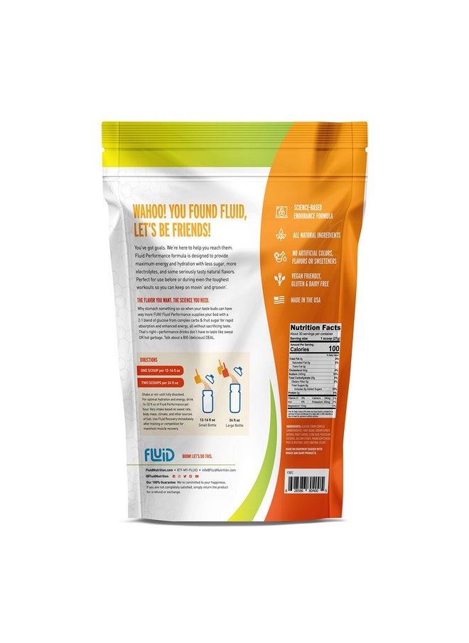 Fluid - Performance - Low Sugar Endurance Fuel Sports Drink Mix With Electrolytes, All Natural Ingredients, Gluten-Free For Before Or During Exercise (Fresh Citrus) - Image 1