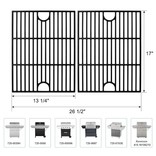JCLMER Grill Grates for Nexgrill Home Depot 720-0830H 720-0783E 720-0670C, 17 Inch Cast Iron Replacement Parts for Nexgrill 720-0888 720-0888N Charbroil 463241113 463446015 720-0670D, Master Forge 1010037 - Image 2