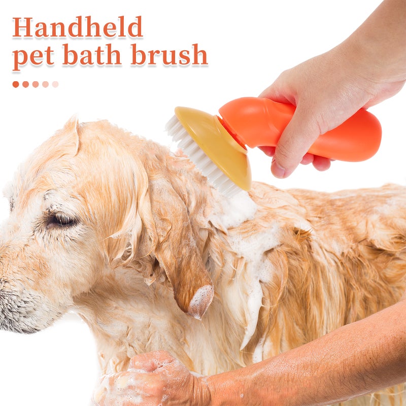 2pcs Dog Bath Brush Scrubber For Bath Cat Shampoo Puppy Washer Grooming Massage Brush Dog Accessories For Short Hair Orange - Image 5