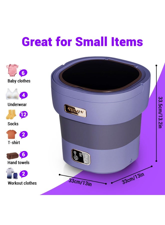 Bolivia's 12L Portable Washer with Spin Dryer - Mini Washing Machine for Apartments, 3 Wash Modes, Foldable Small Lavadora for Dorms, Travel & RV（Purple） - Image 2