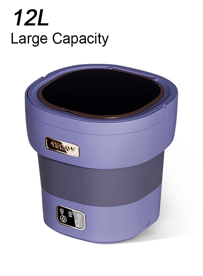 Bolivia's 12L Portable Washer with Spin Dryer - Mini Washing Machine for Apartments, 3 Wash Modes, Foldable Small Lavadora for Dorms, Travel & RV（Purple） - Image 1