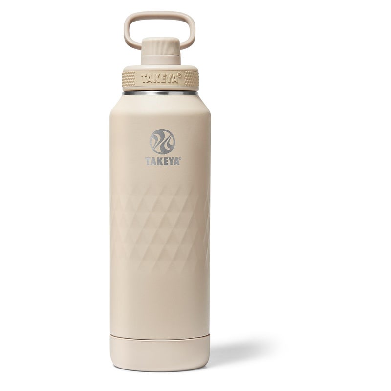 Takeya Sport 40 oz TripleInsulated Stainless Steel Water Bottle Spout Lid Leakproof Sweatproof BPAFree Keeps Drinks Cold 36 Hrs Hot 14 Hrs Almond