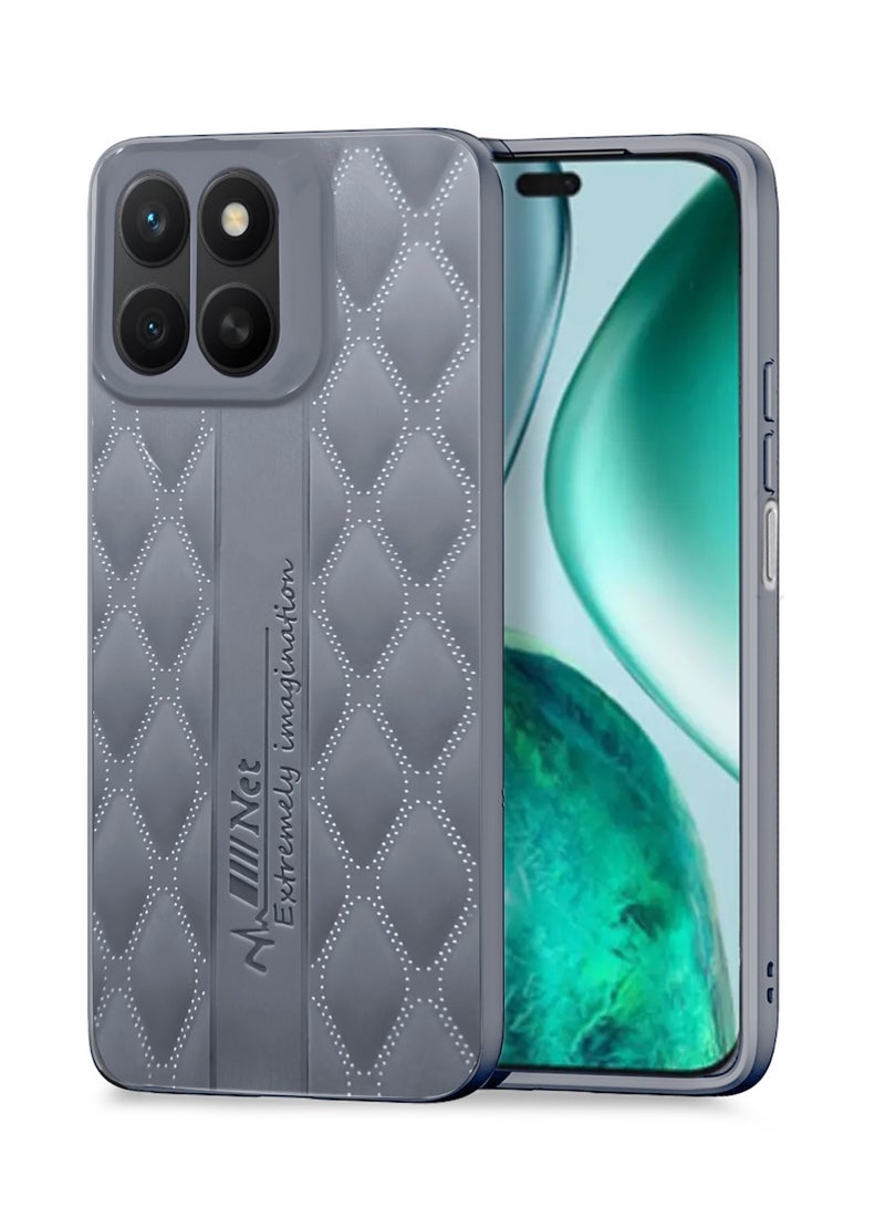 Wtech Honor X8c 4G 2025 Leather Texture Back Anti-Scratch Elegant Look Matte Finish Premium Feel Case Cover - Grey - Image 1