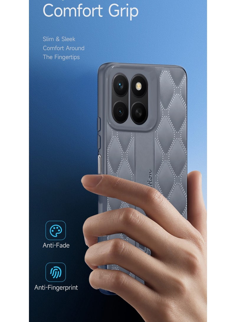 Wtech Honor X8c 4G 2025 Leather Texture Back Anti-Scratch Elegant Look Matte Finish Premium Feel Case Cover - Grey - Image 2