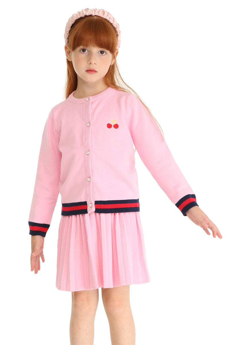 Mud Kingdom Sweater Skirt Set Little Girls Knit Embroidery Pleated Gray Size 6 - Image 2