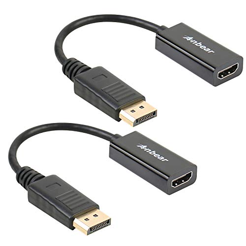 Anbear DisplayPort to HDMI Adapter, Display Port to HDMI Cable(Male to Female) for DisplayPort Enabled Desktops and Laptops Connect to HDMI Displays (2 Pack) - Image 1