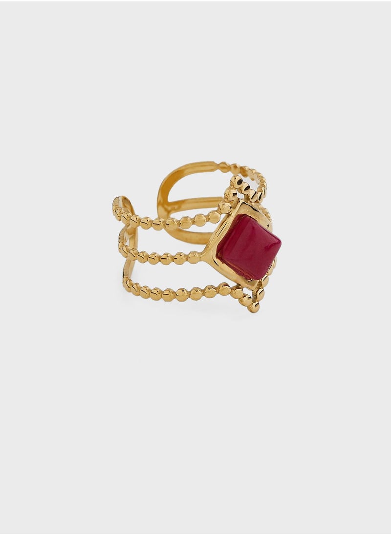 Lady Mauve DREAM NATURAL STONE LAYERED BEADED TRIANGLE ring  - Image 1